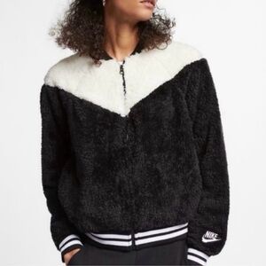NWT Nike teddy black and white bomber jacket